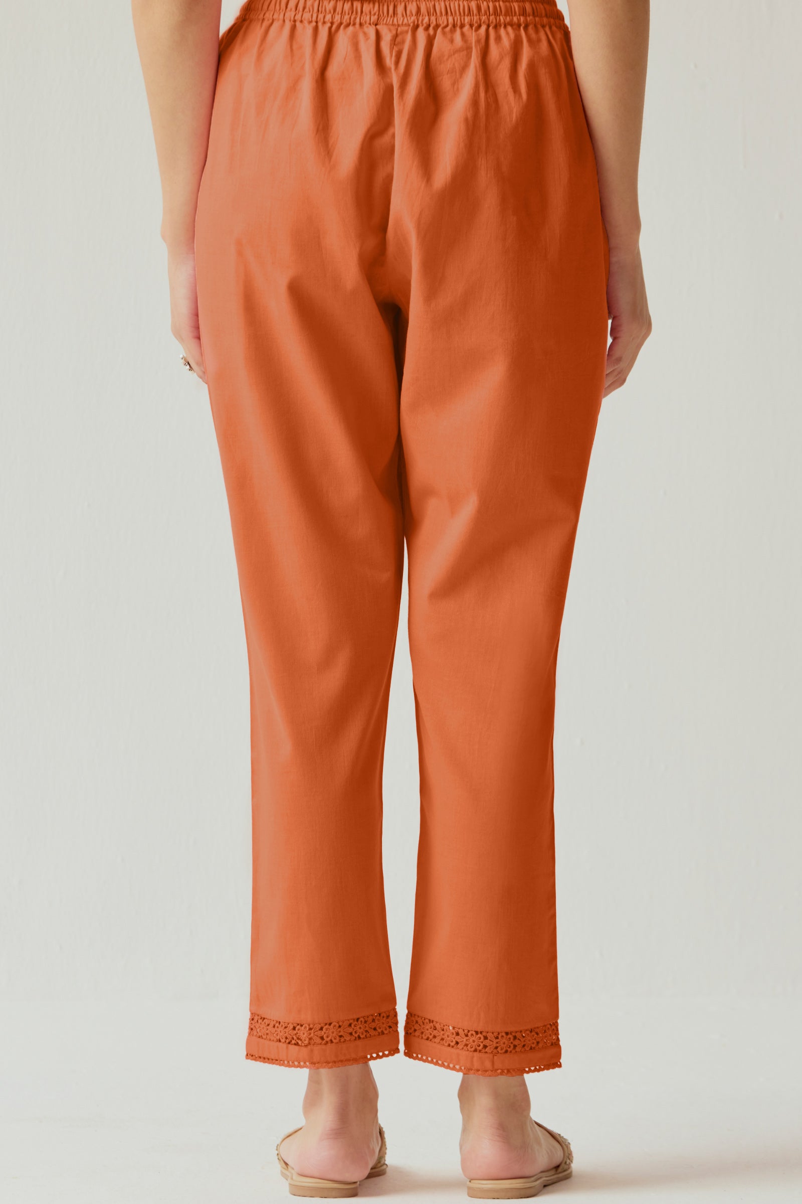 Roza Farhat Rust Orange Narrow Pants