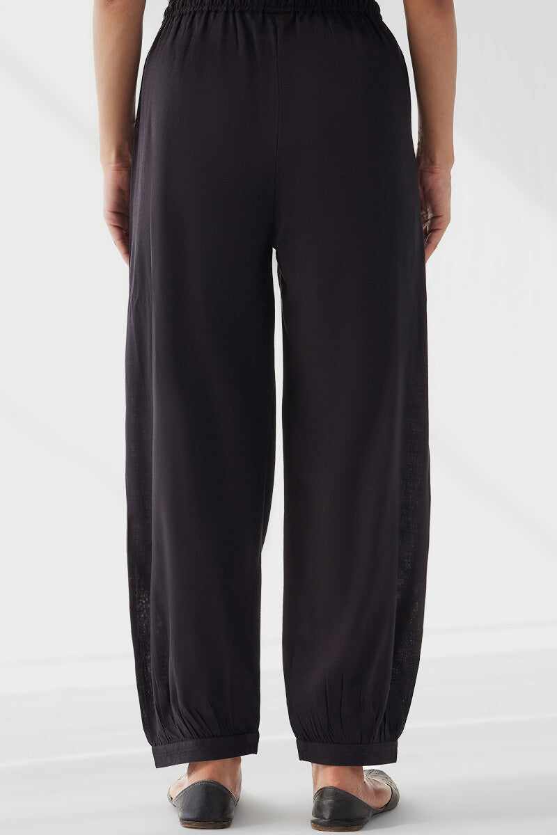 Sehra Zoya Black Rayon Slub Izhaar Pants