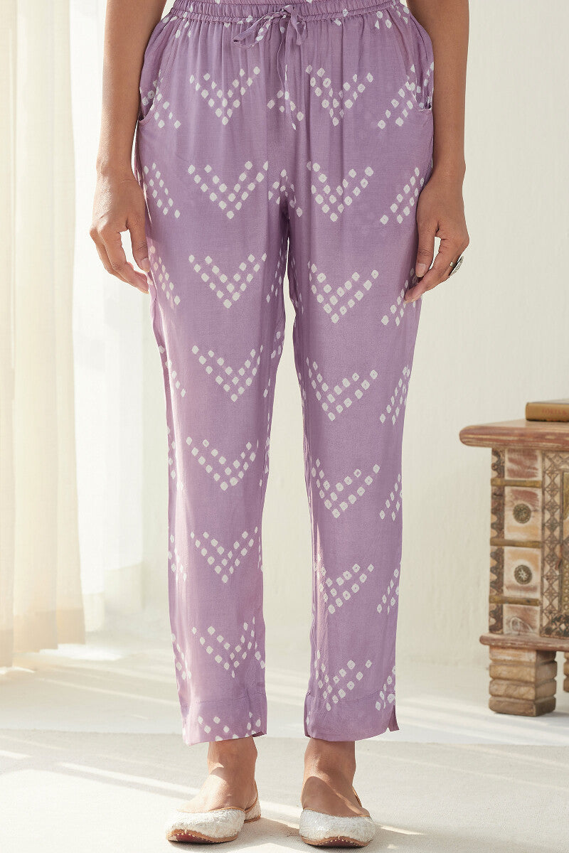 Gauhar Afroza Purple Bandhej Narrow Pants