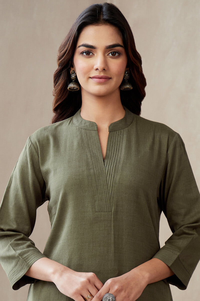 Roza Gauhar Olive Green Kurta