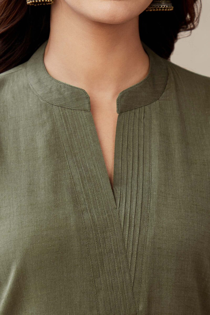 Roza Gauhar Olive Green Kurta