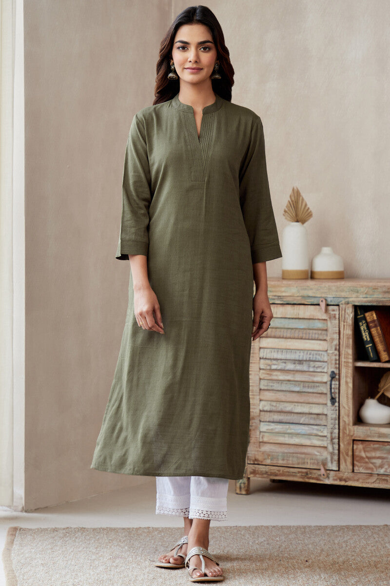 Roza Gauhar Olive Green Kurta
