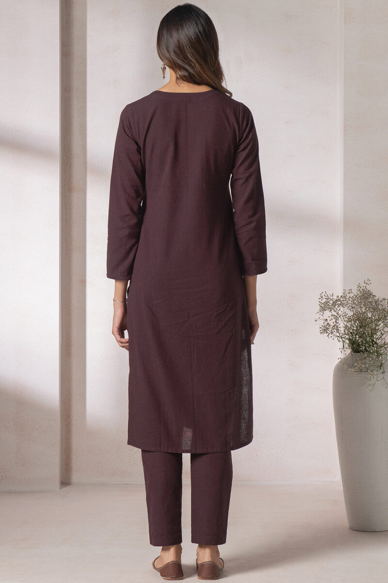 Naadirah Zoya Maroon Handloom Kurta