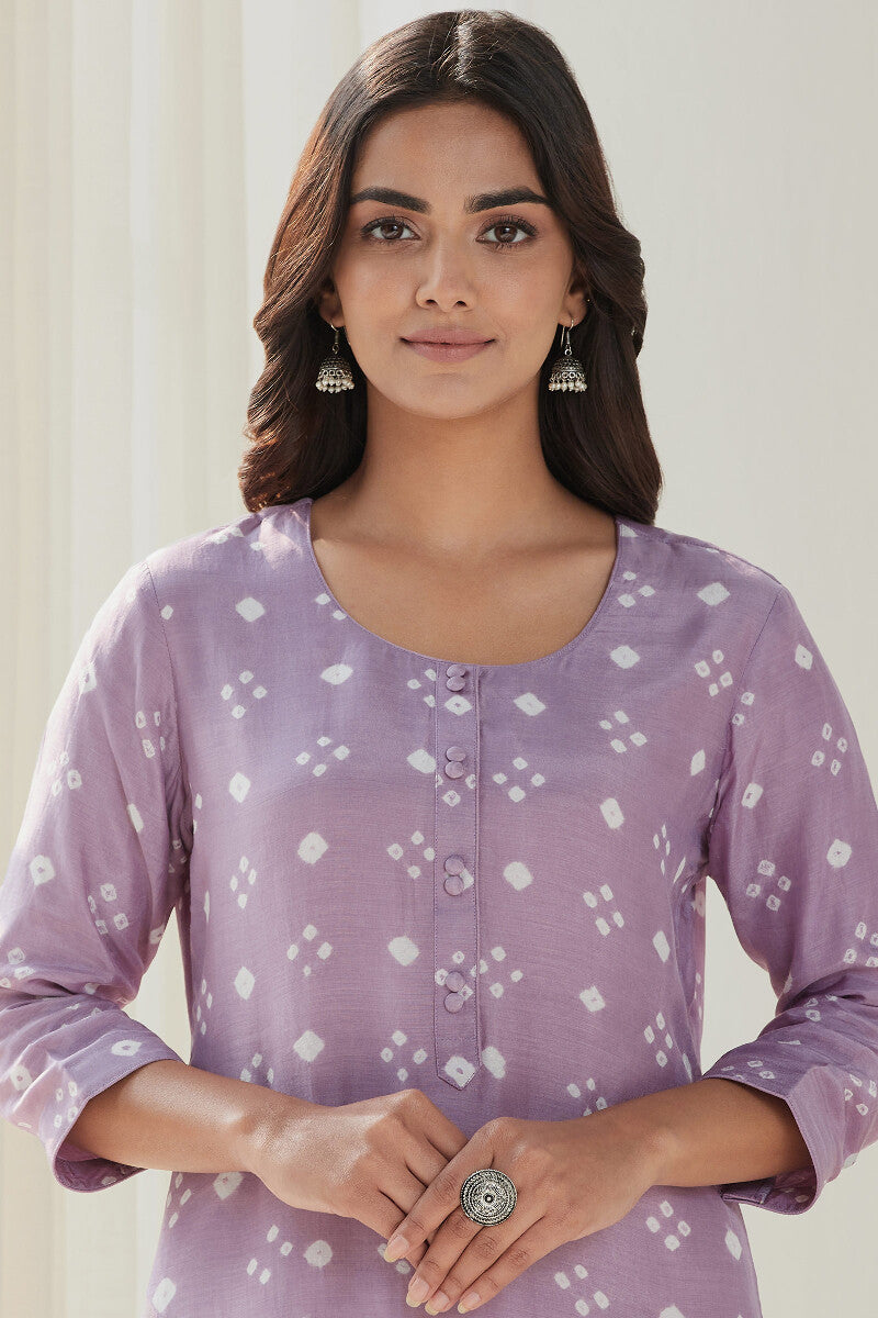 Gauhar Afroza Purple Bandhej Kurta