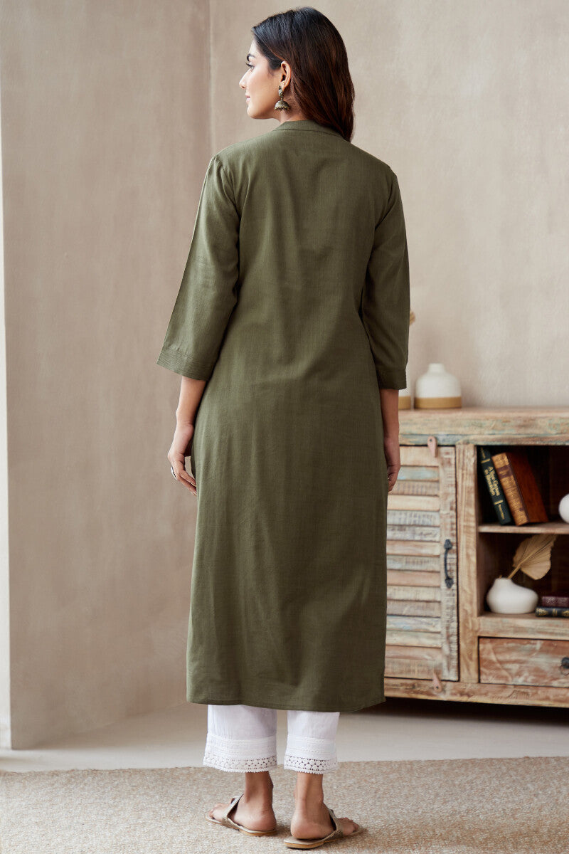 Roza Gauhar Olive Green Kurta