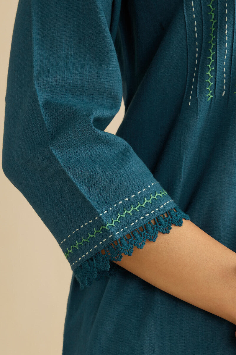 Kashida Kiara Blue Kurta