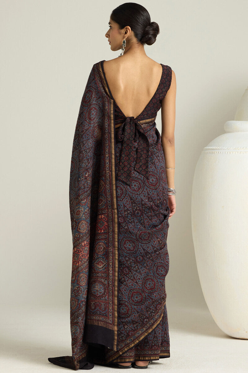 Sehra Mahzarin Ajrakh Chanderi Saree