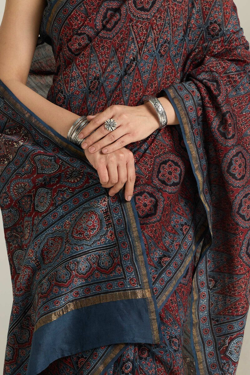Sehra Rumi Ajrakh Chanderi Saree