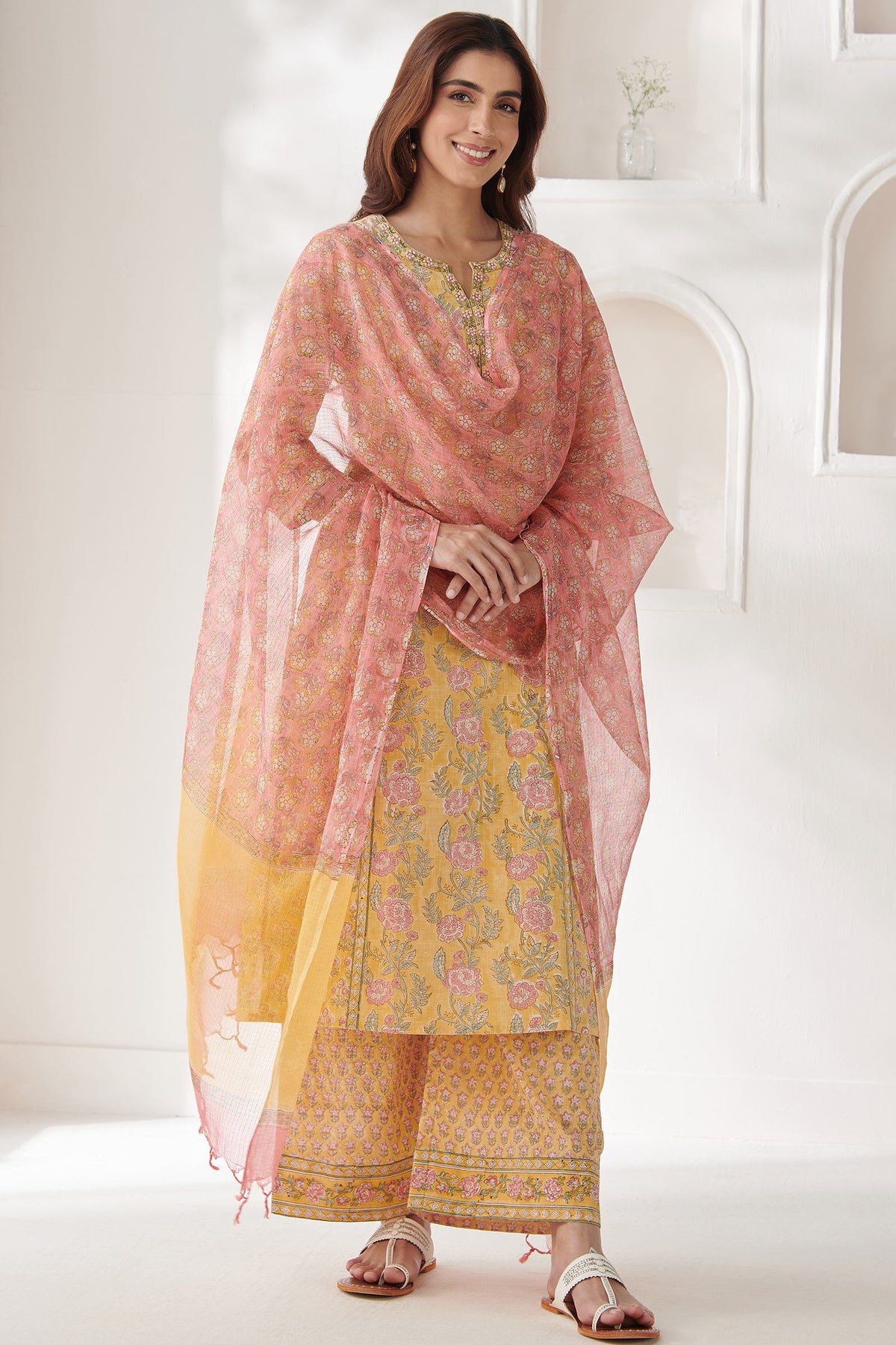Gulshan Bagh Fizah Yellow Sanganeri Kurta
