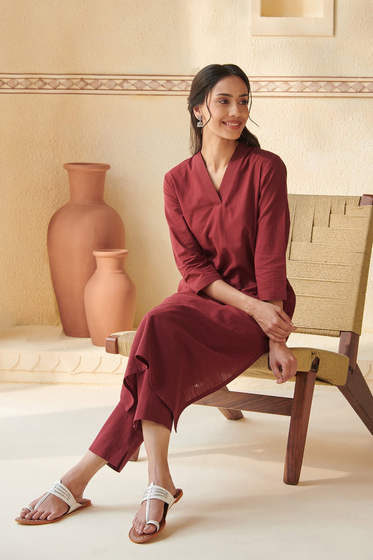 Roza Nadiya Maroon Kurta