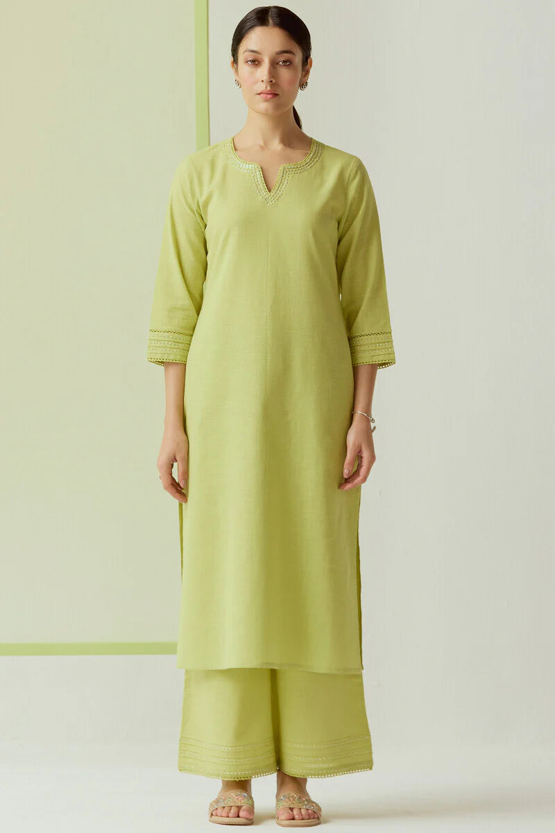Surplus: Roza Seerat Lime Green Kurta