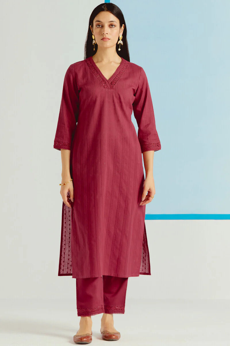 Roza Sehr Brick Red Kurta