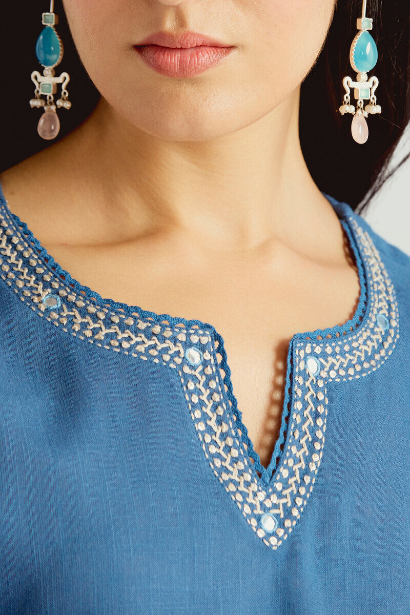 Roza Samaira Blue Kurta