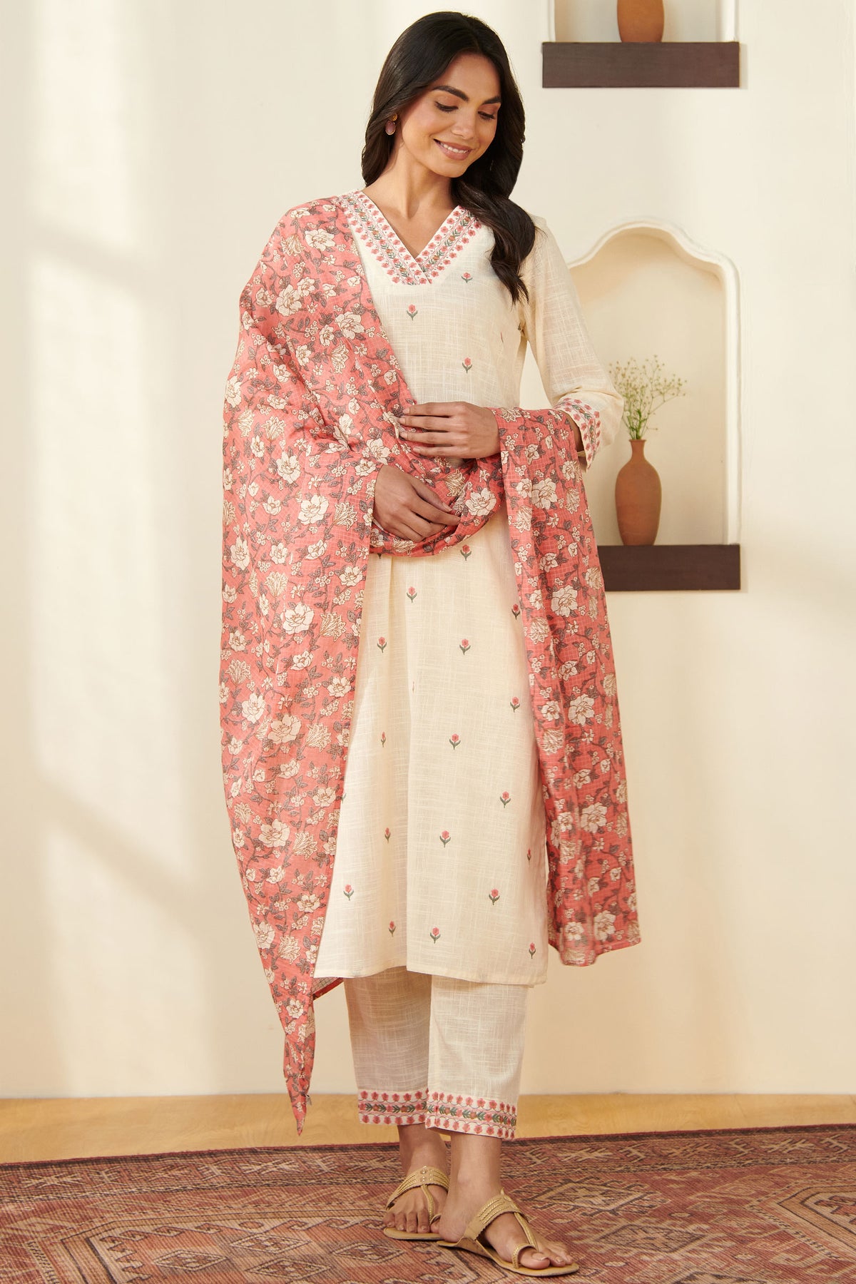 Mehraab Rabiya Cream Kurta