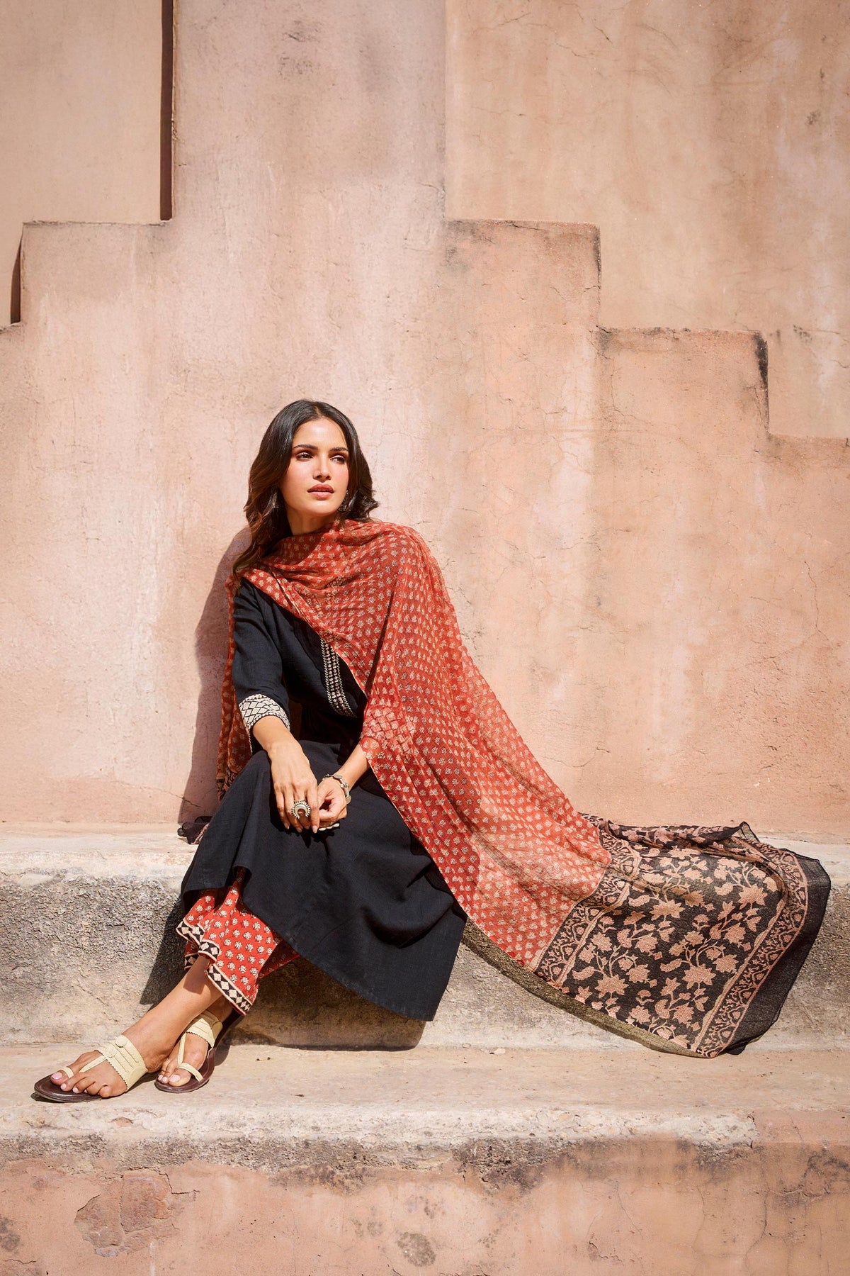 Sehra Dahlia Bagru Kurta