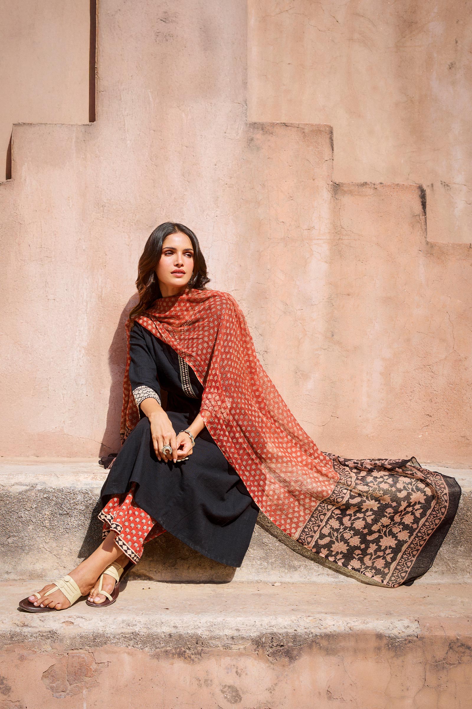 Sehra Dahlia Bagru Kurta