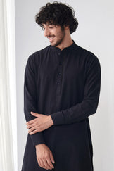 Zaid Black Handloom Kurta