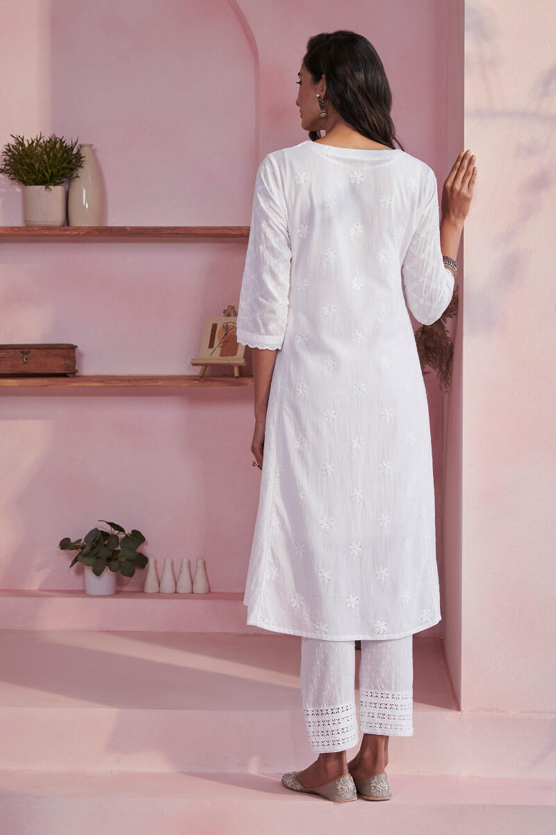 Raahat Sameera White Schiffli Kurta