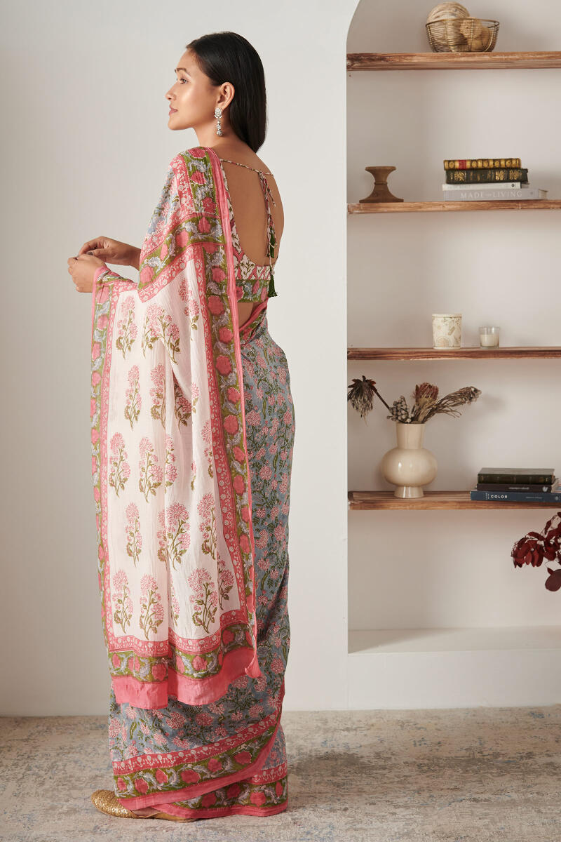Nasrine Farah Sanganeri Cotton Silk Saree