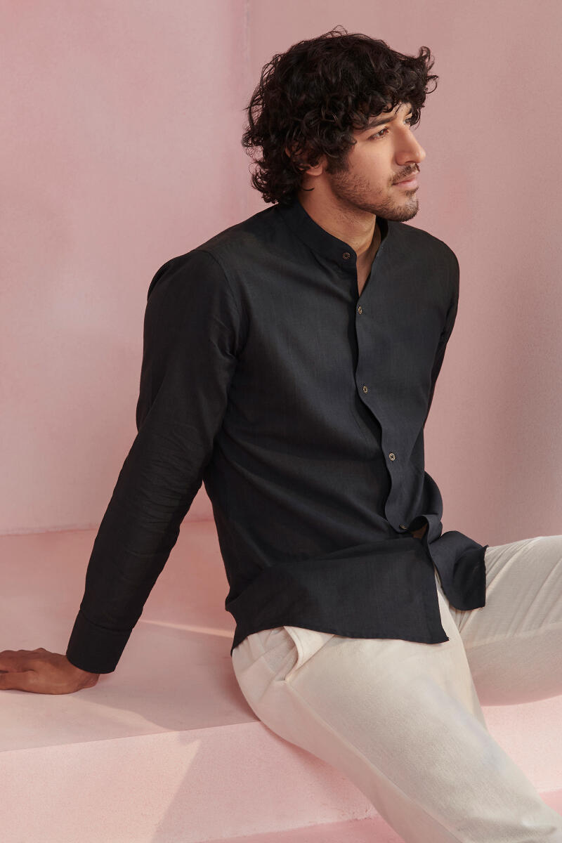 Zaid Black Handloom Shirt
