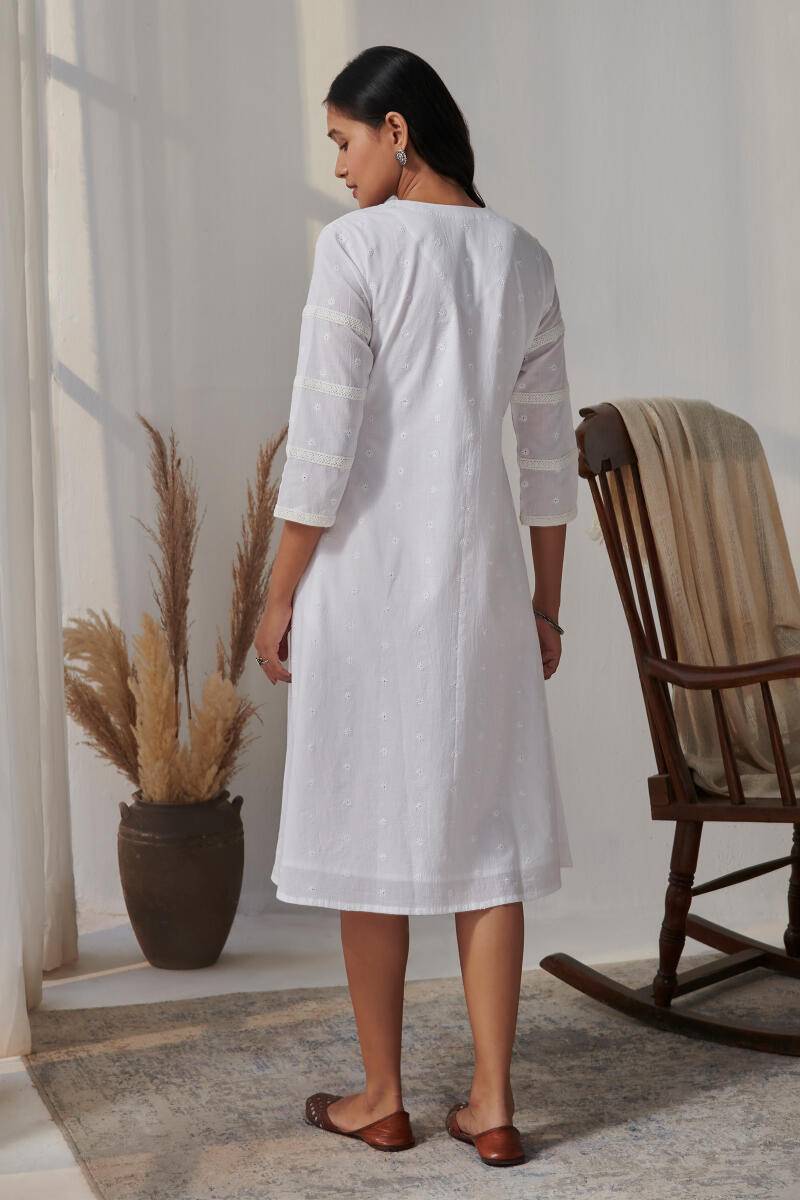 Raahat Ruhi White Schiffli Dress