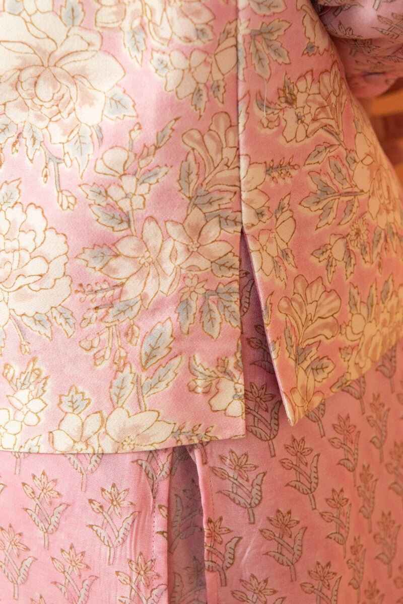 Shirin Sameer Sanganeri Chanderi Nehru Jacket