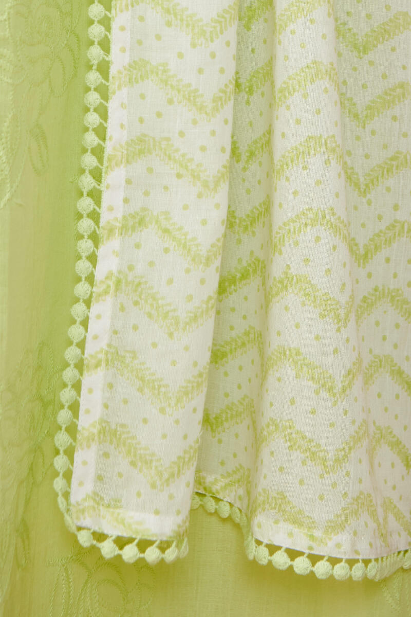 Falak Suhana Lime Green Sanganeri Dupatta