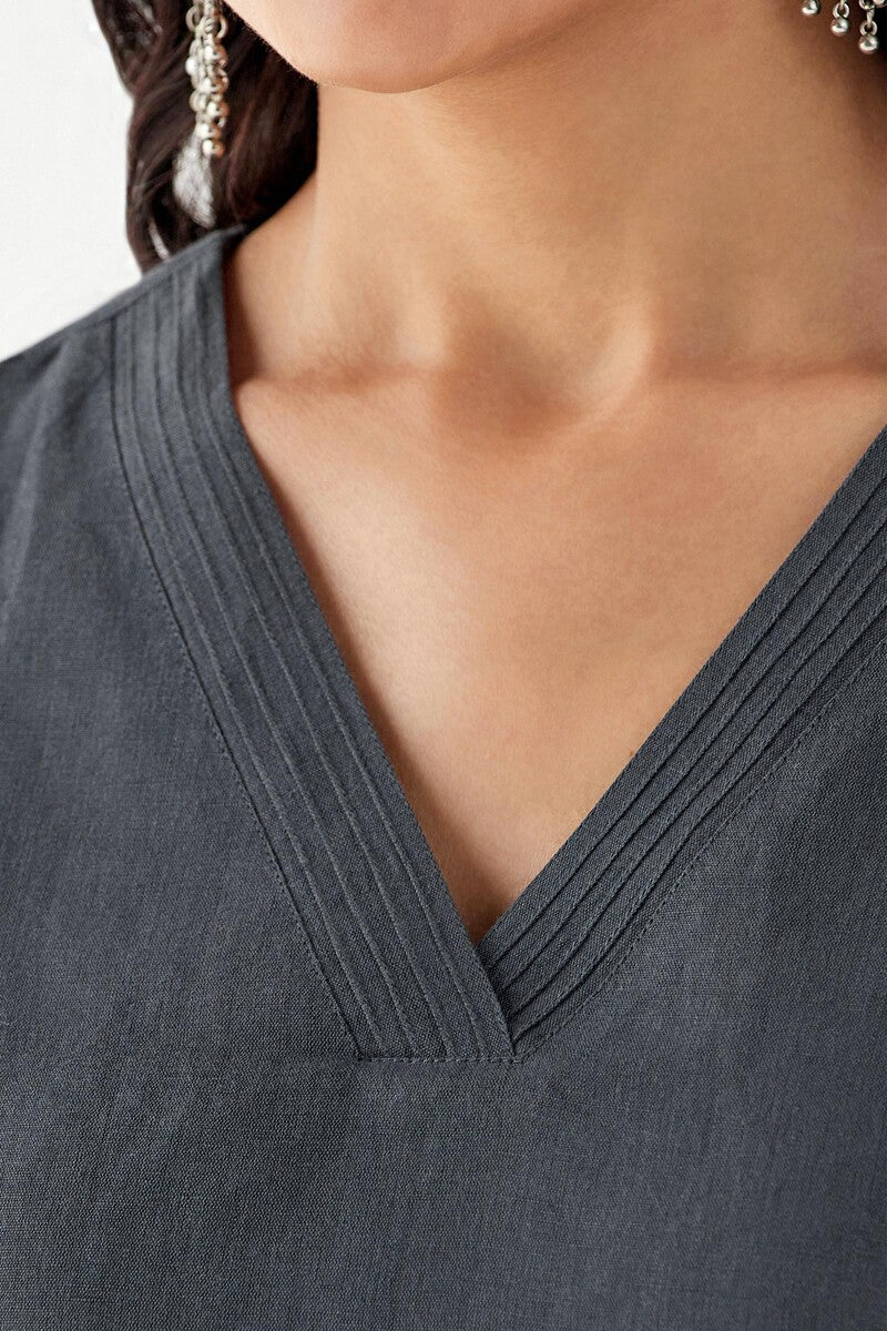 Naadirah Zoya Sage Blue Cotton Linen Kurta