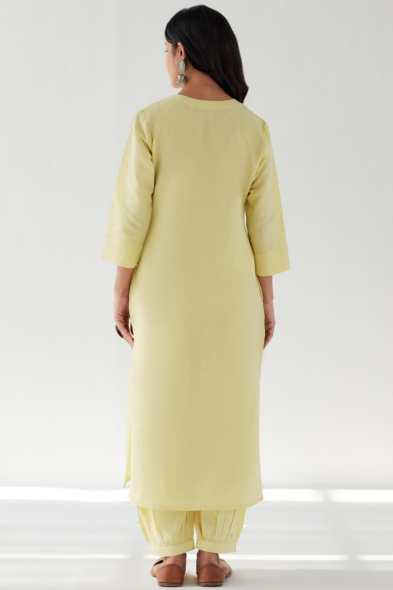 Naadirah Zoya Yellow Cotton Linen Kurta