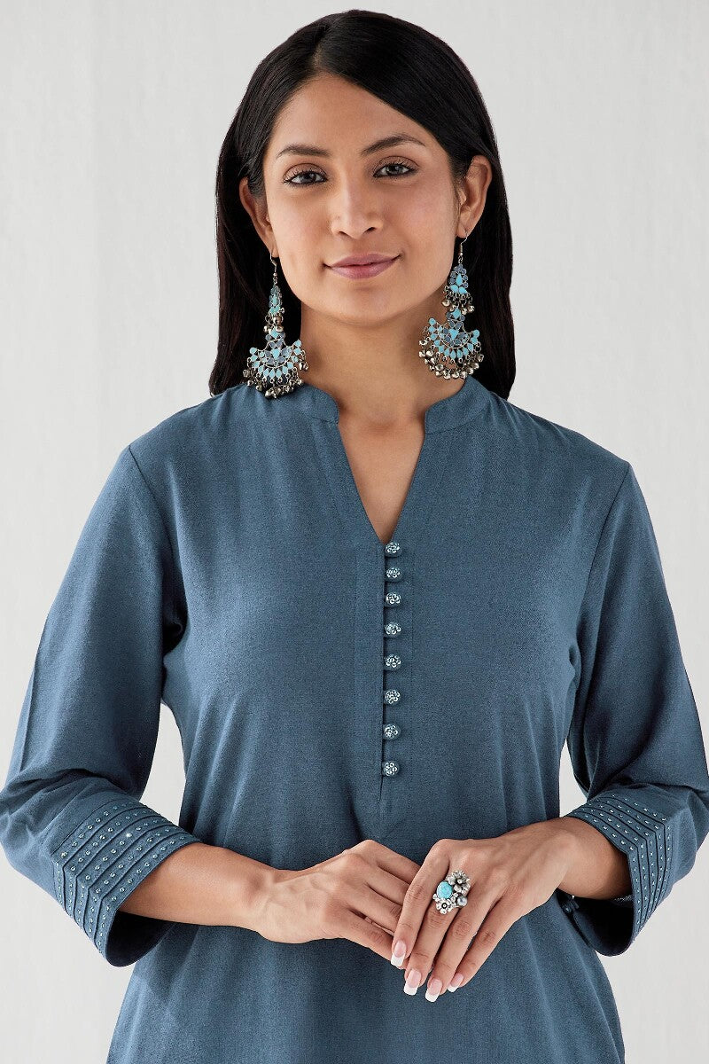 Nasrine Rehmat Blue Handloom Kurta