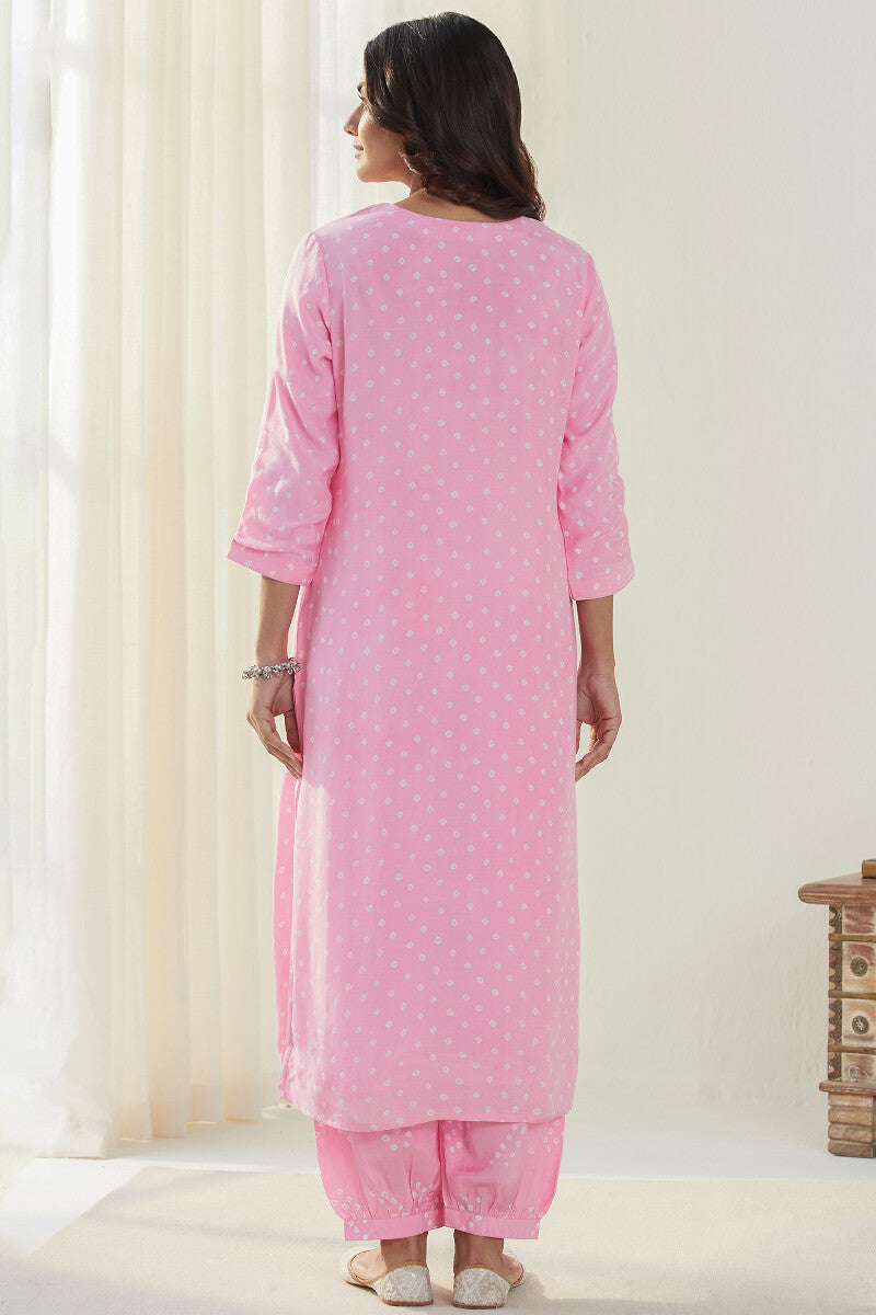 Gauhar Afroza Pink Bandhej Kurta