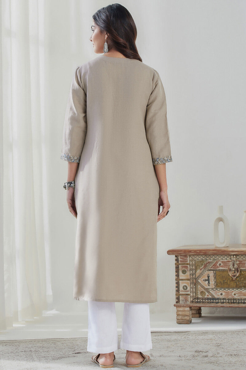 Roza Saira Beige Cotton Linen Kurta