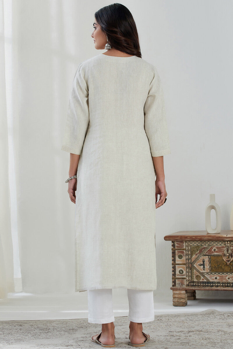 Roza Mirza Linen Beige Kurta