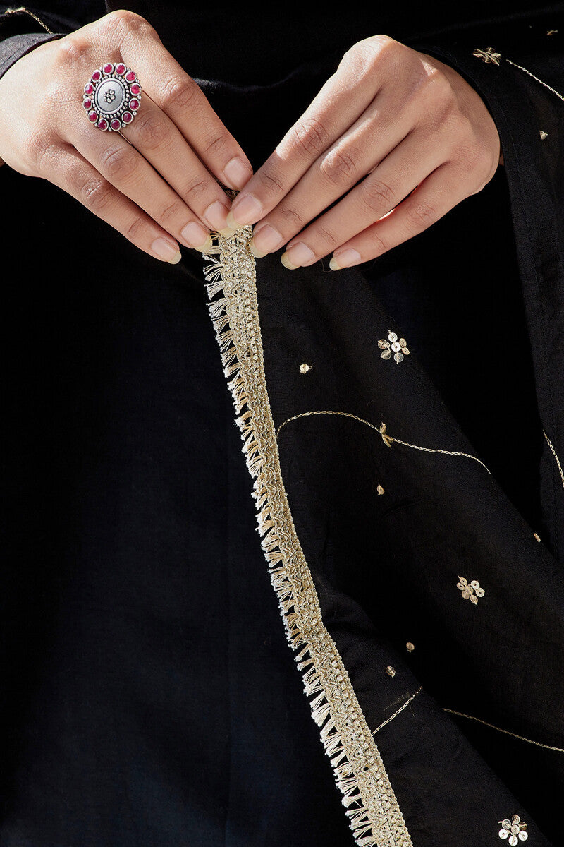Gauhar Maira Black Cotton Silk Dupatta