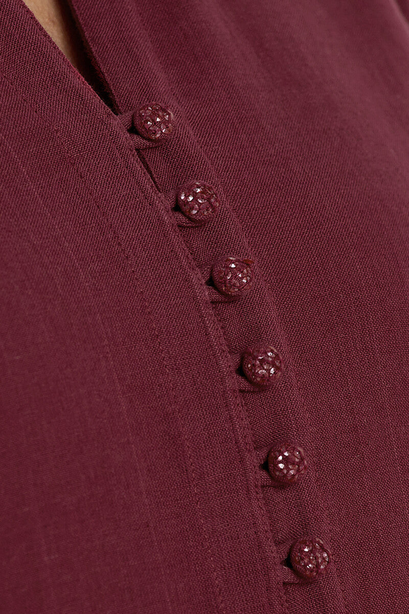 Roza Nysa Maroon Handloom Kurta
