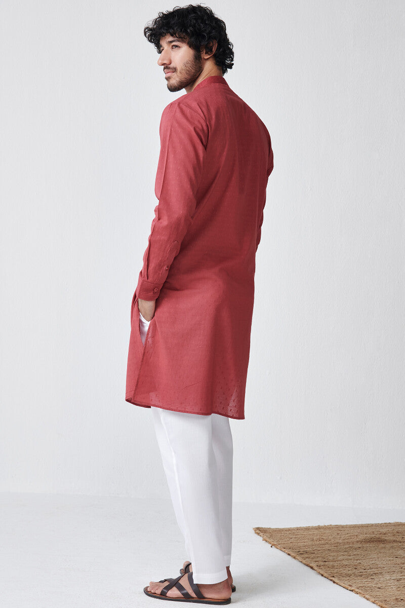 Zaid Vivaan Red Ram Buta Kurta