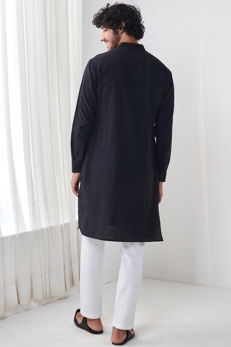 Zaid Black Handloom Kurta