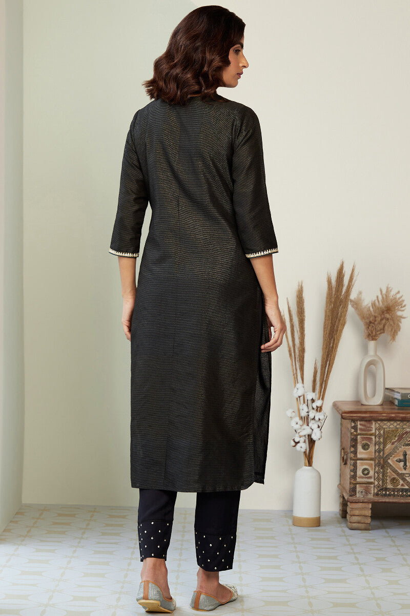 Mehrunissa Zeinab Black Chanderi Kurta