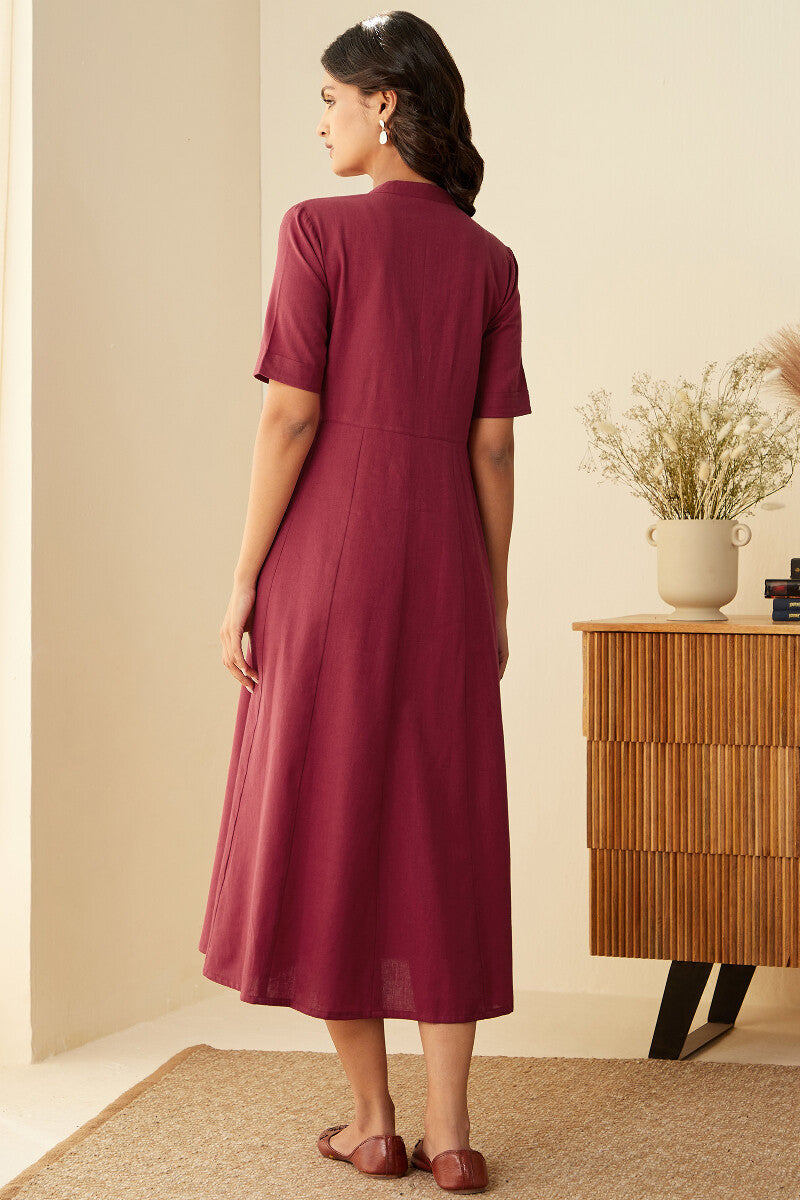 Roza Inara Maroon Dress