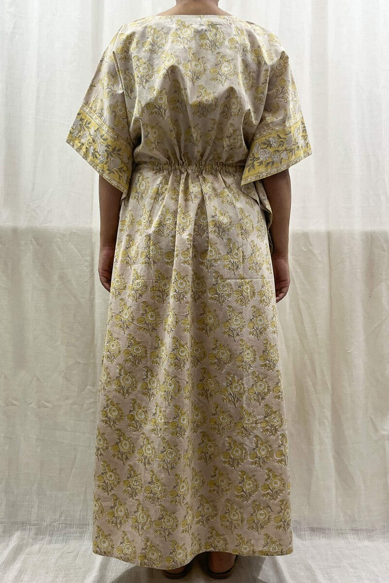 Grey Hand Block-Printed Kaftan