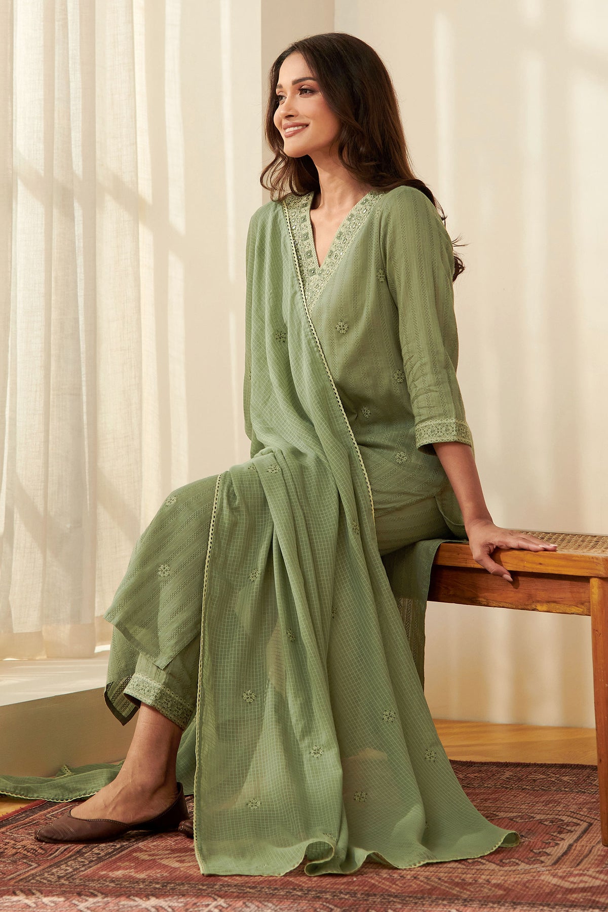 Mehraab Falak Green Kurta