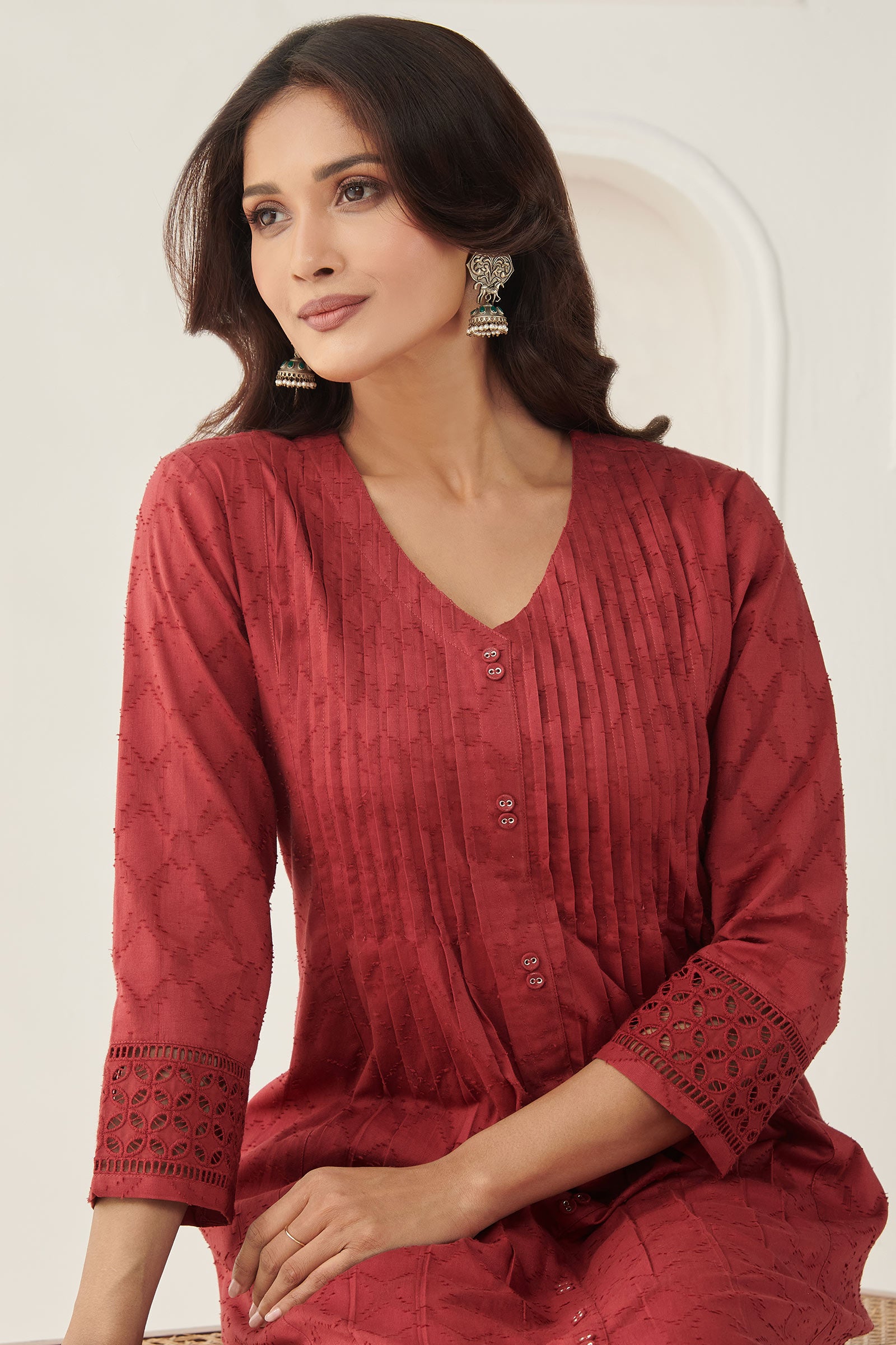 Roza Samrina Red Kurta