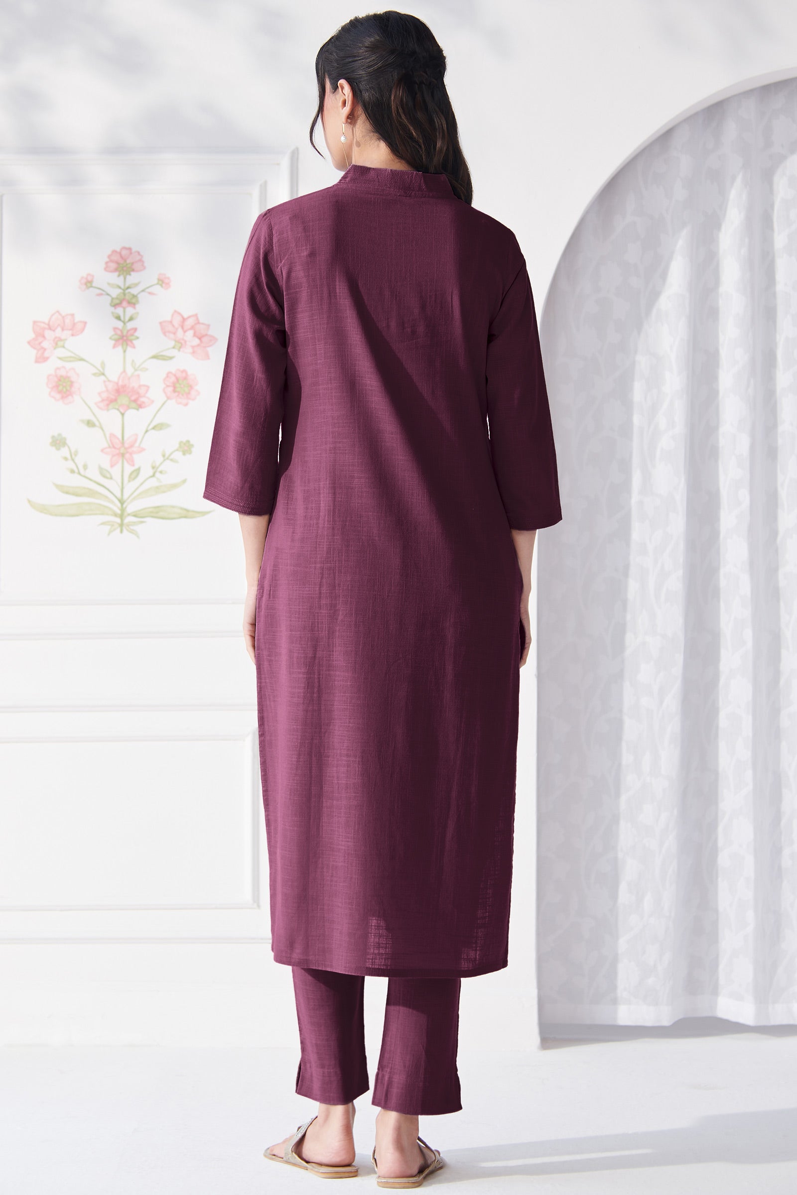 Roza Nazm Wine Kurta