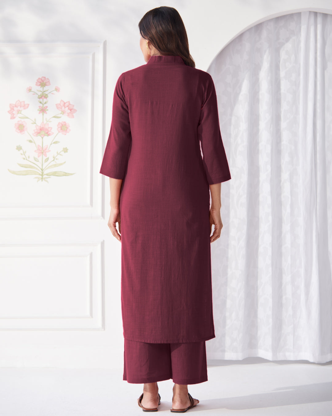 Roza Zehna Wine Kurta