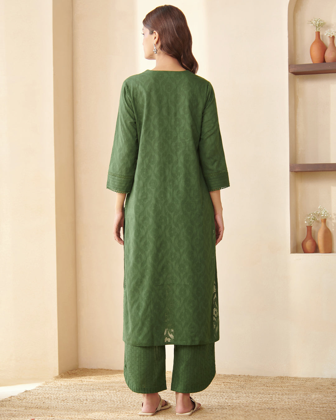 Roza Aaira Bottle Green Kurta