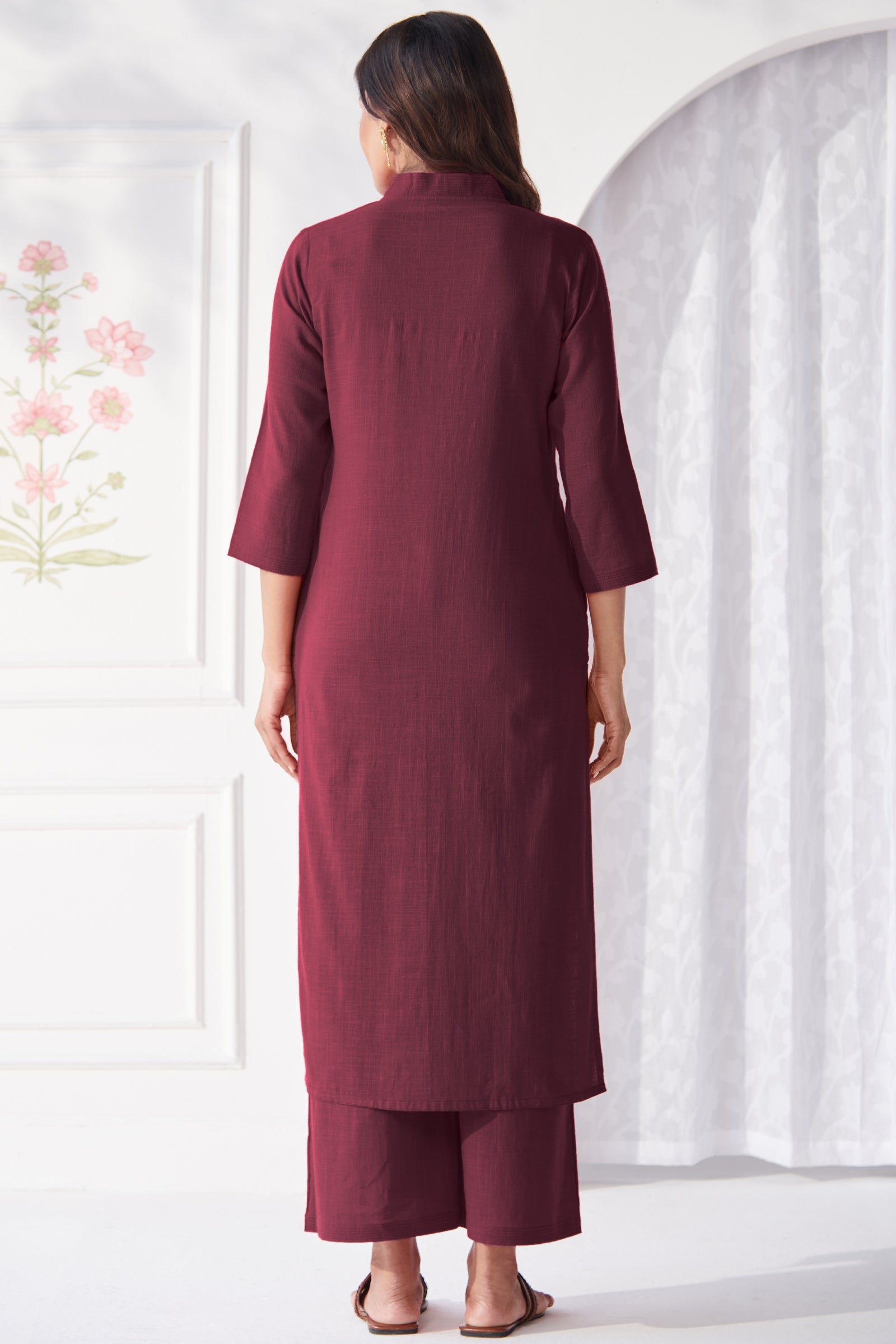 Roza Zehna Wine Kurta