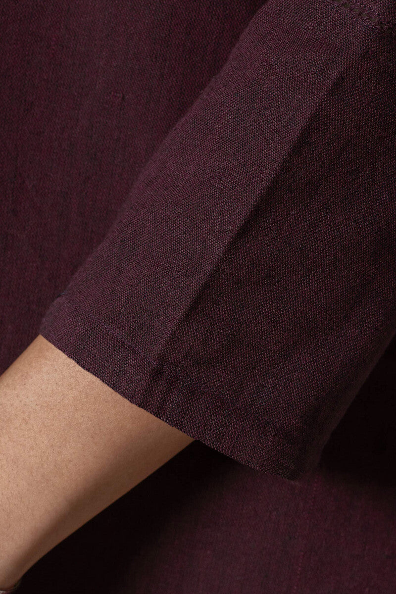 Naadirah Zoya Maroon Handloom Kurta