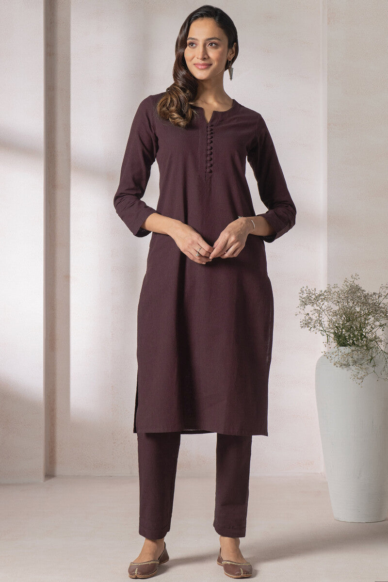 Naadirah Zoya Maroon Handloom Kurta
