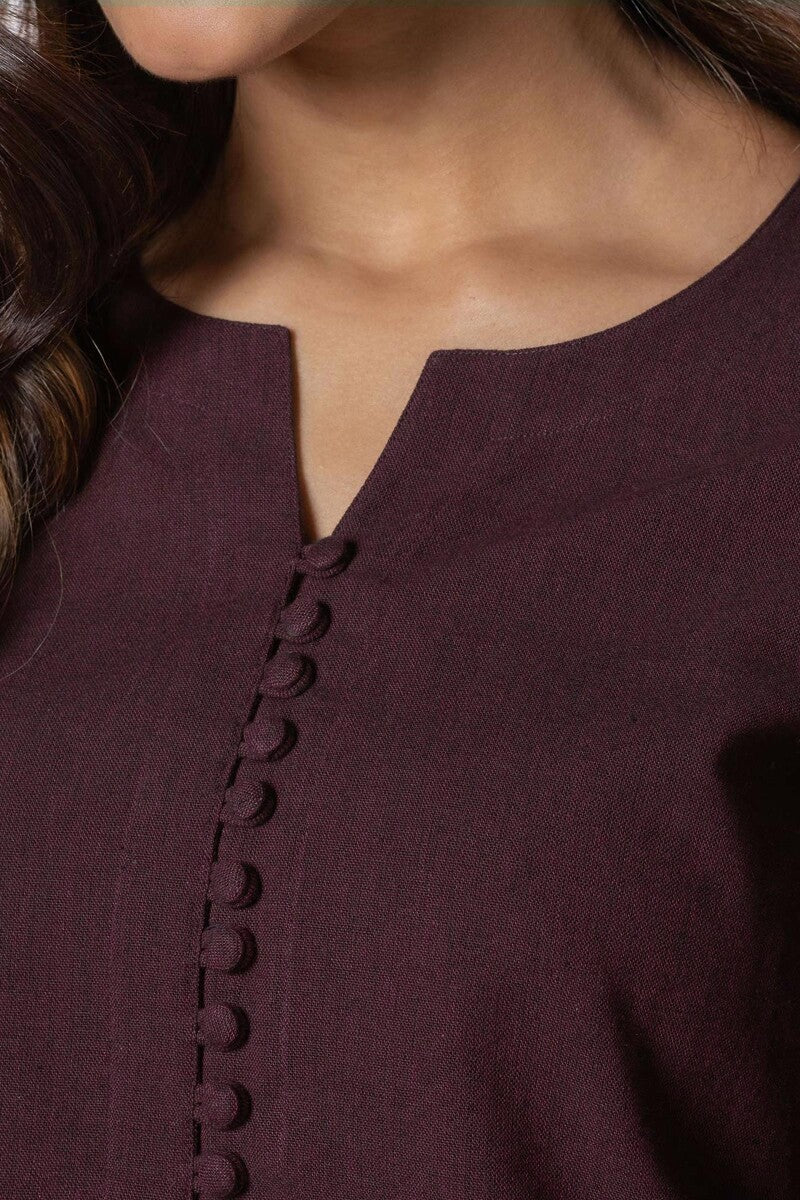 Naadirah Zoya Maroon Handloom Kurta