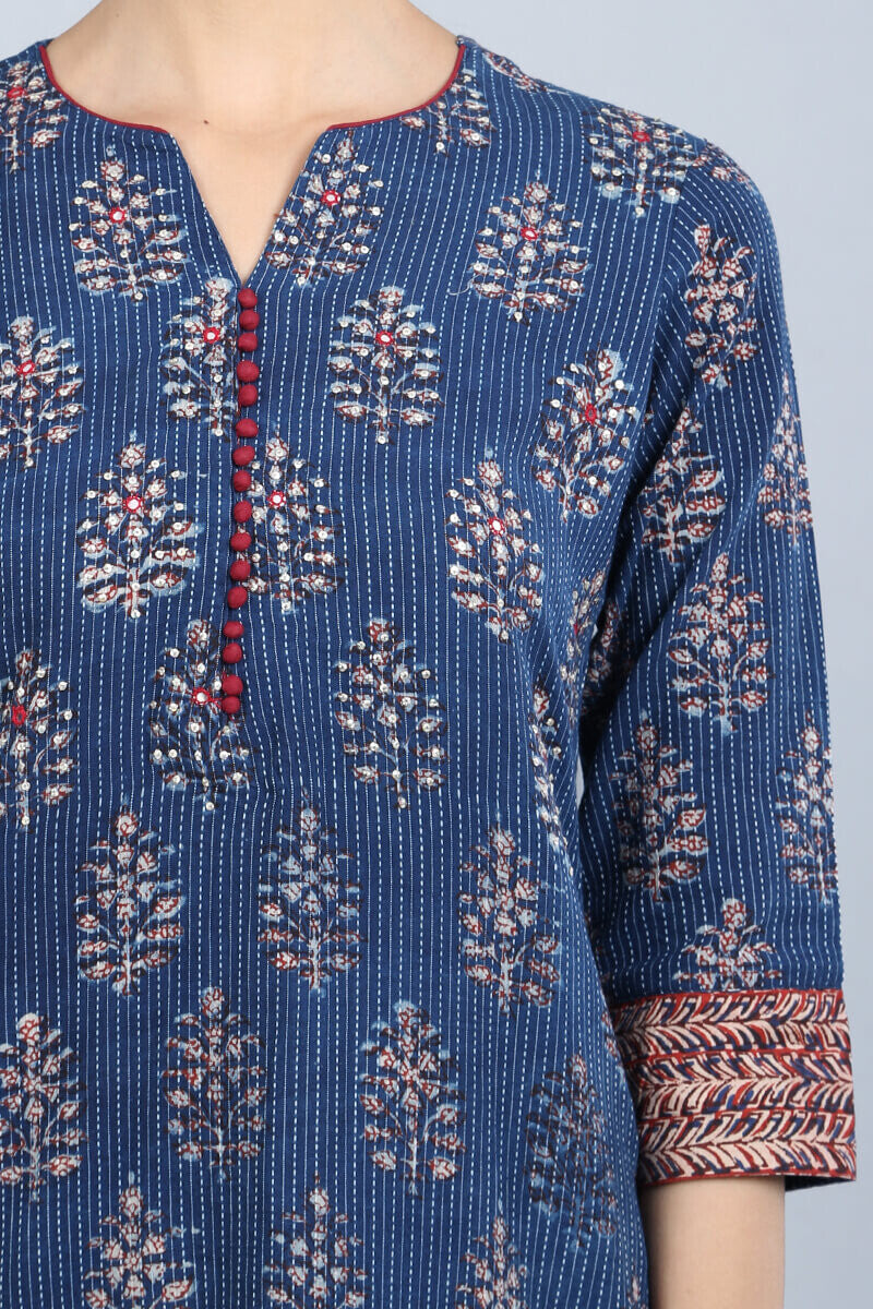 Mehrab Indigo Kantha Kurta